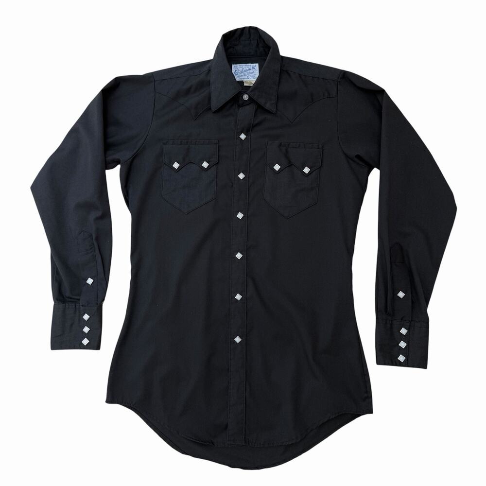 Vintage 1970’s Rockmount Ranch Black Pearl Snap Western Cowboy Shirt Men’s 36